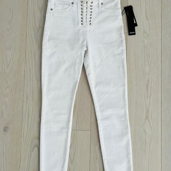 Hudson Jeans Bullocks High Rise Lace Up Super Skinny White ( 26  ) - Picture 3 of 5